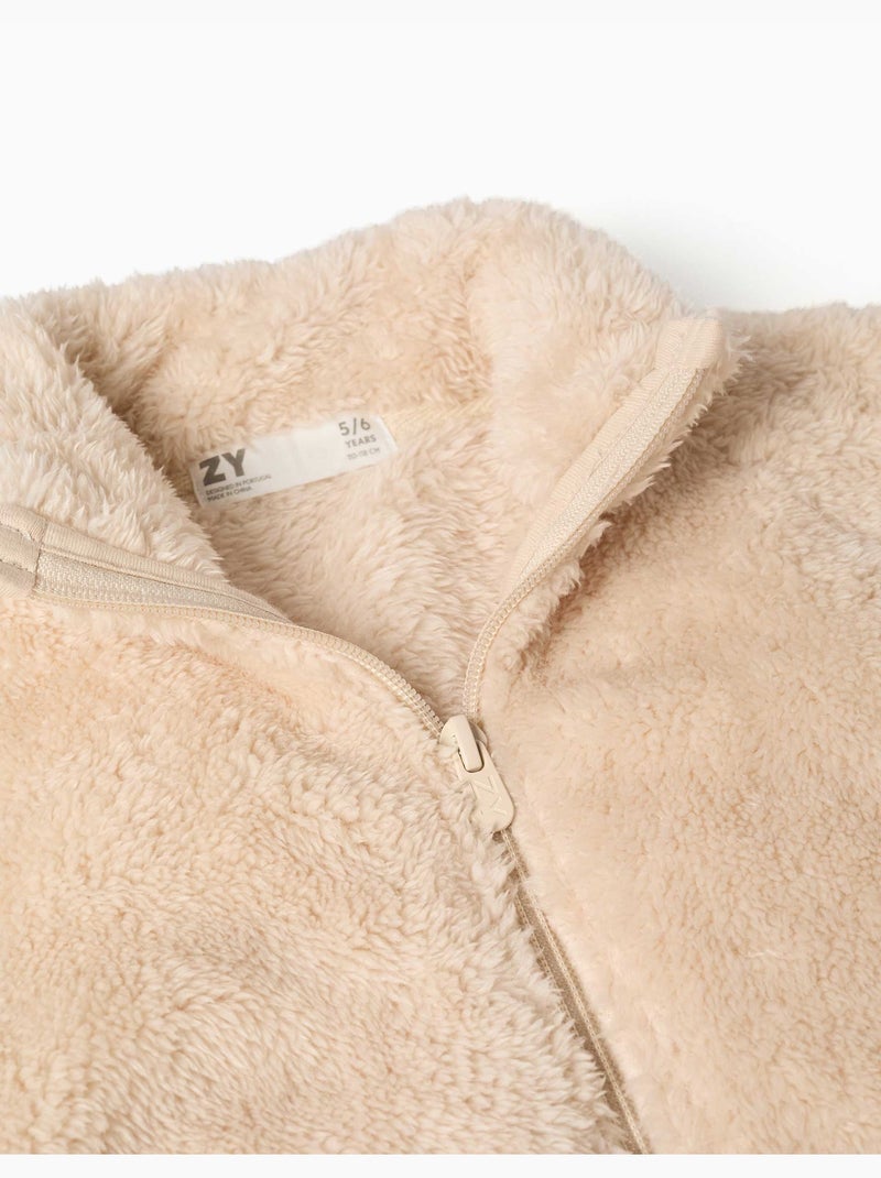 Veste en sherpa avec fermeture éclair Blanc - Kiabi
