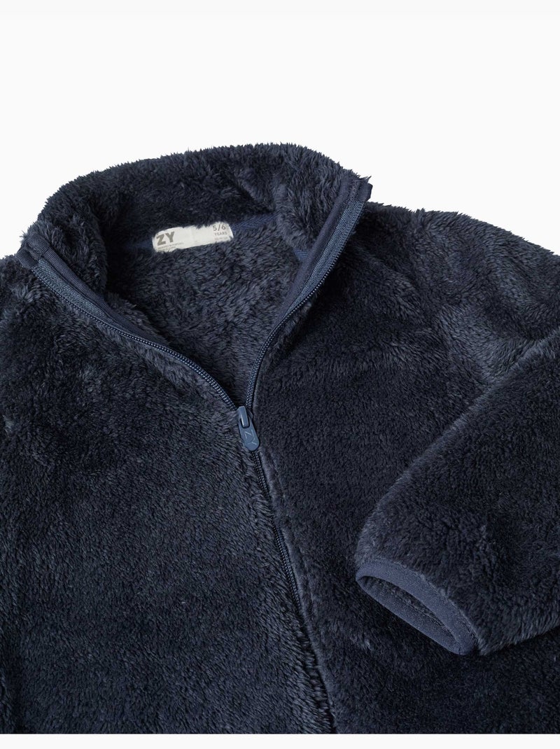Veste en sherpa avec fermeture éclair Bleu foncé - Kiabi