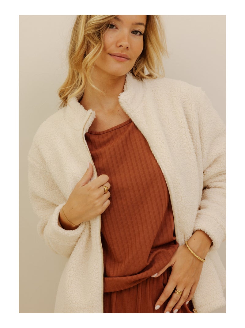 Veste en sherpa Clarissa Beige - Kiabi
