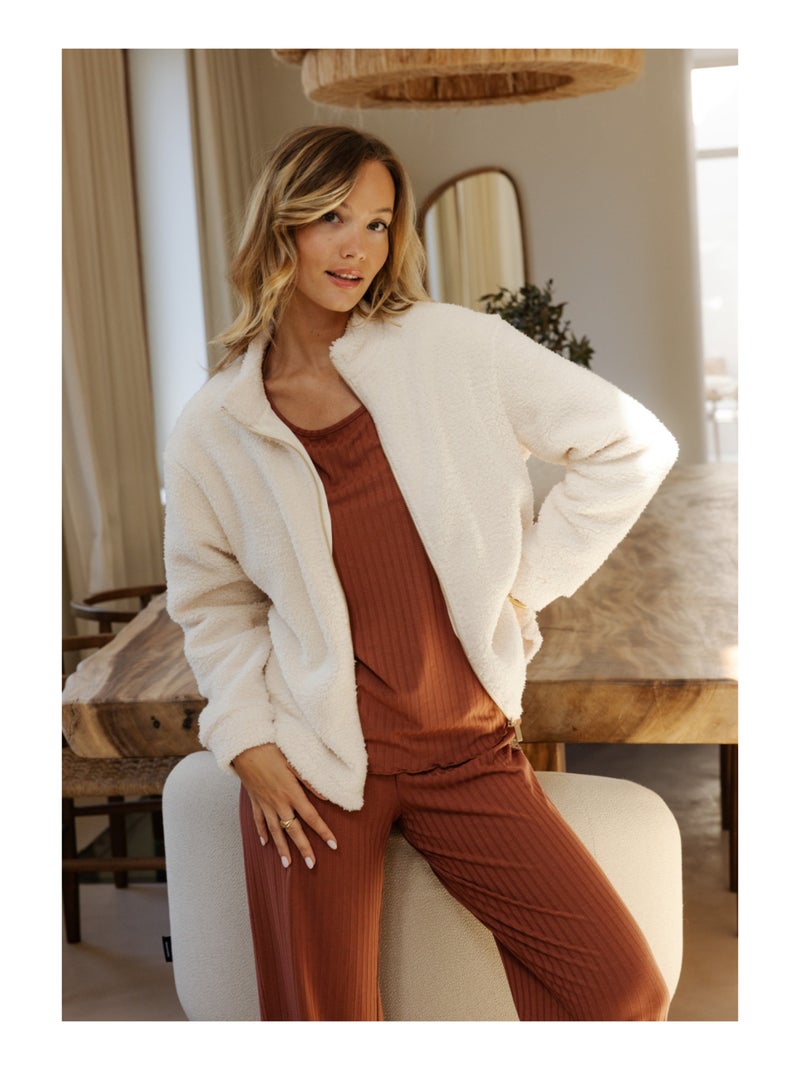 Veste en sherpa Clarissa Beige - Kiabi
