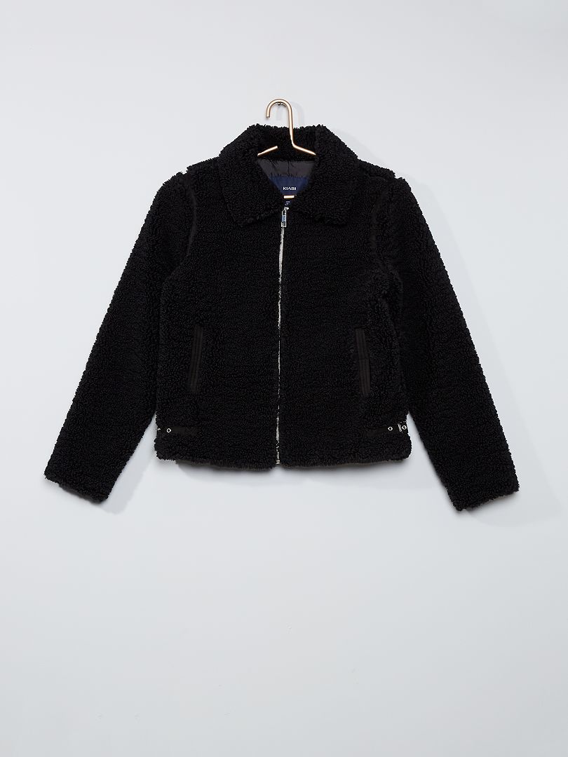 Veste sherpa femme online noir