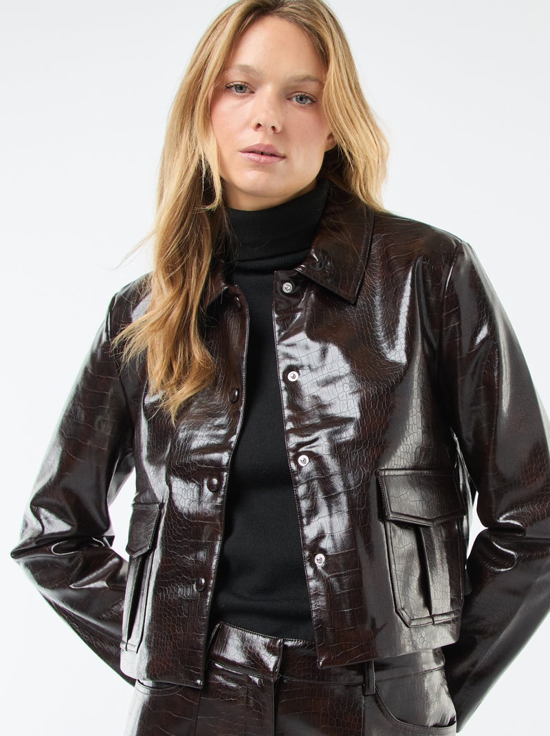 Veste en simili imitation 'peau de serpent' Marron - Kiabi