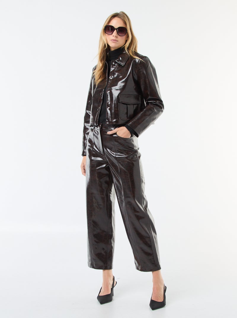 Veste en simili imitation 'peau de serpent' Marron - Kiabi