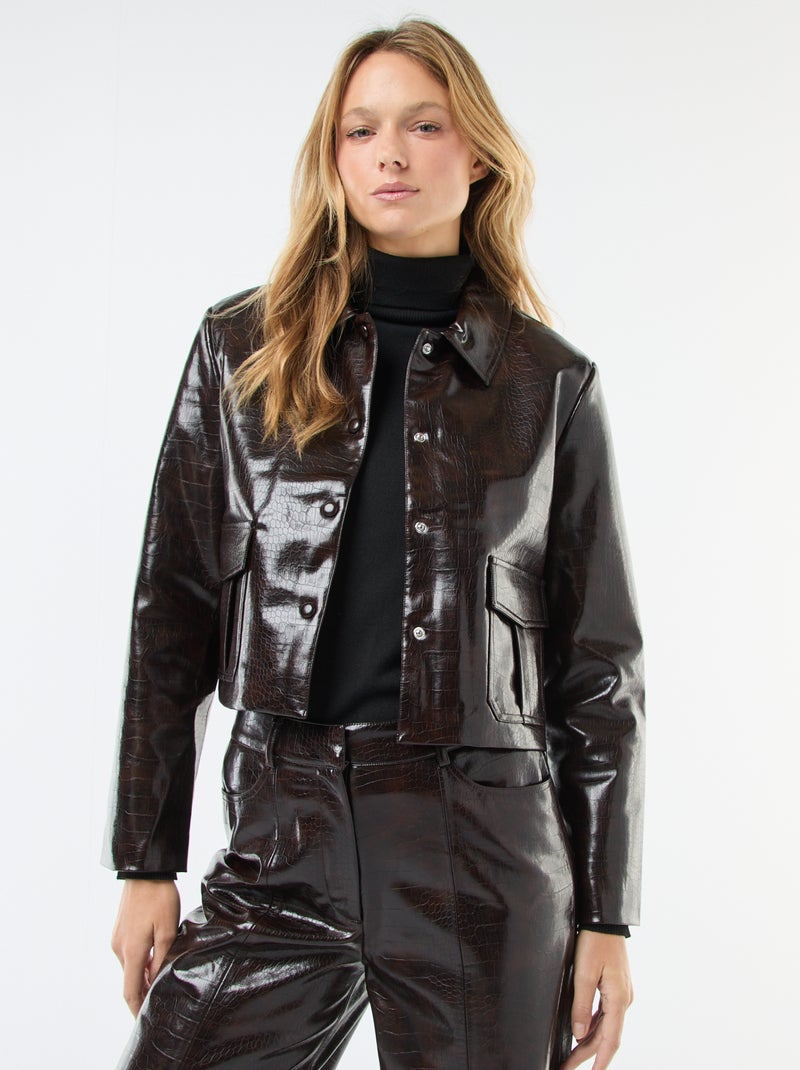 Veste en simili imitation 'peau de serpent' Marron - Kiabi