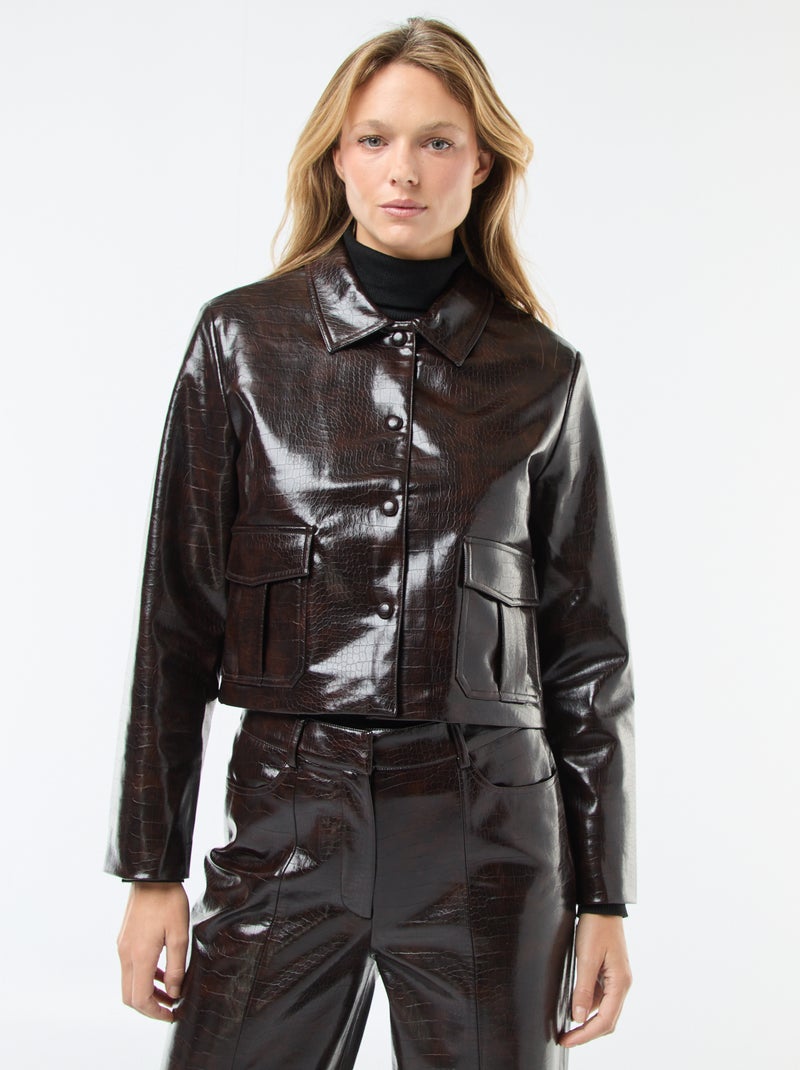 Veste en simili imitation 'peau de serpent' Marron - Kiabi