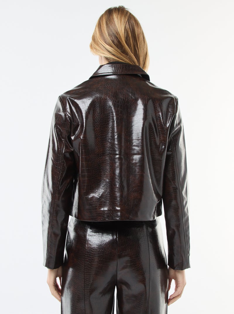 Veste en simili imitation 'peau de serpent' Marron - Kiabi