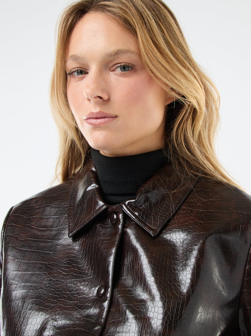 Veste en simili imitation 'peau de serpent' Marron - Kiabi