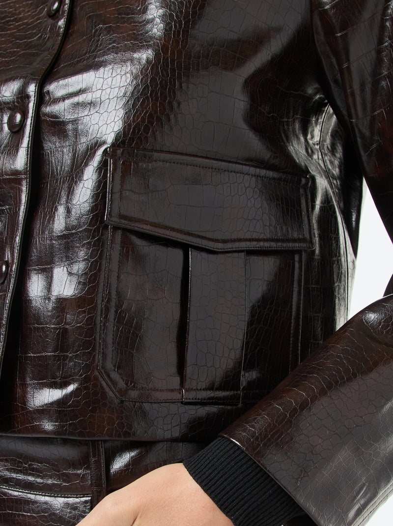 Veste en simili imitation 'peau de serpent' Marron - Kiabi