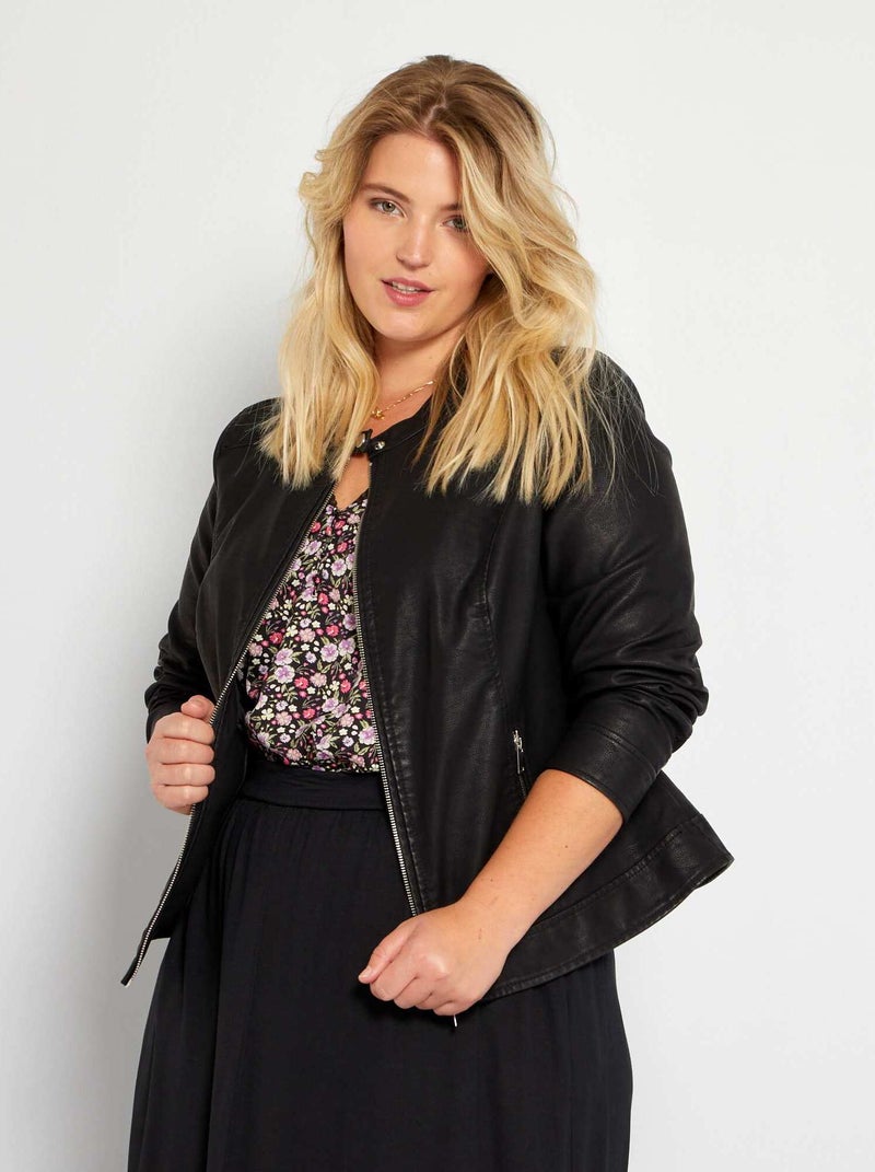 Veste en simili noir - Kiabi