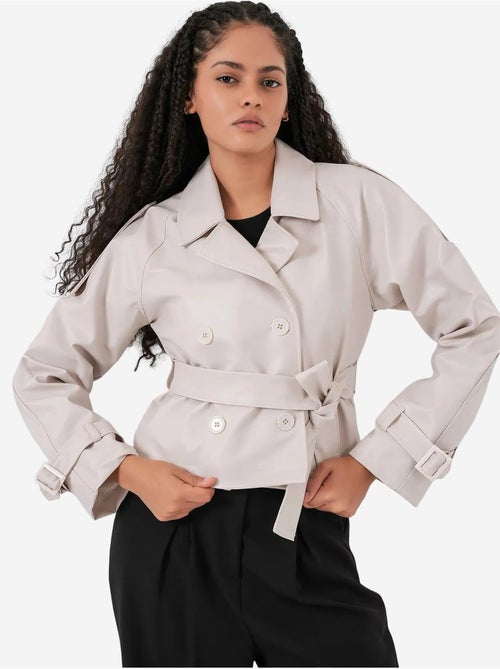 Veste en similicuir avec ceinture bdart - Kiabi Veste en similicuir avec ceinture bdart - Kiabi