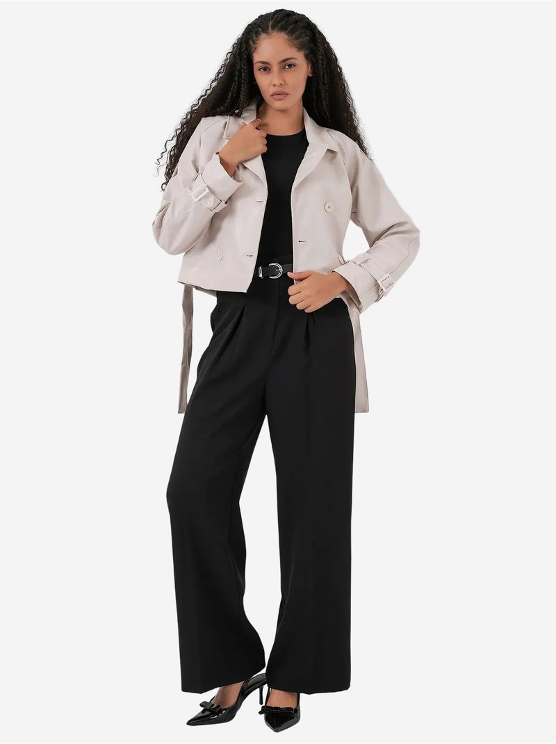 Veste en similicuir avec ceinture bdart Sable - Kiabi