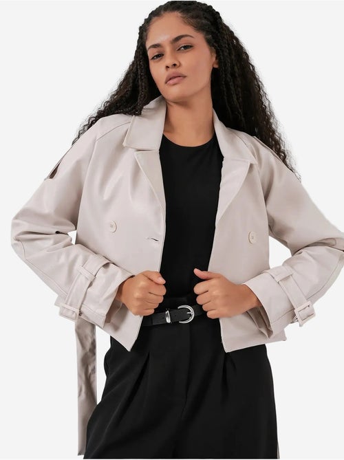 Veste en similicuir avec ceinture bdart - Kiabi Veste en similicuir avec ceinture bdart - Kiabi