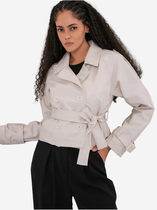 Veste en similicuir avec ceinture bdart - Kiabi Veste en similicuir avec ceinture bdart - Kiabi