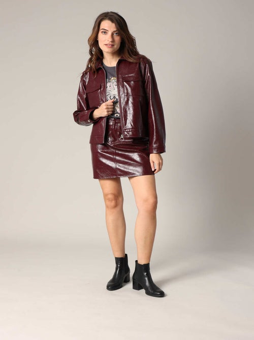 Veste en similicuir brillant avec poches poitrine à rabat 'Deeluxe' - Kiabi