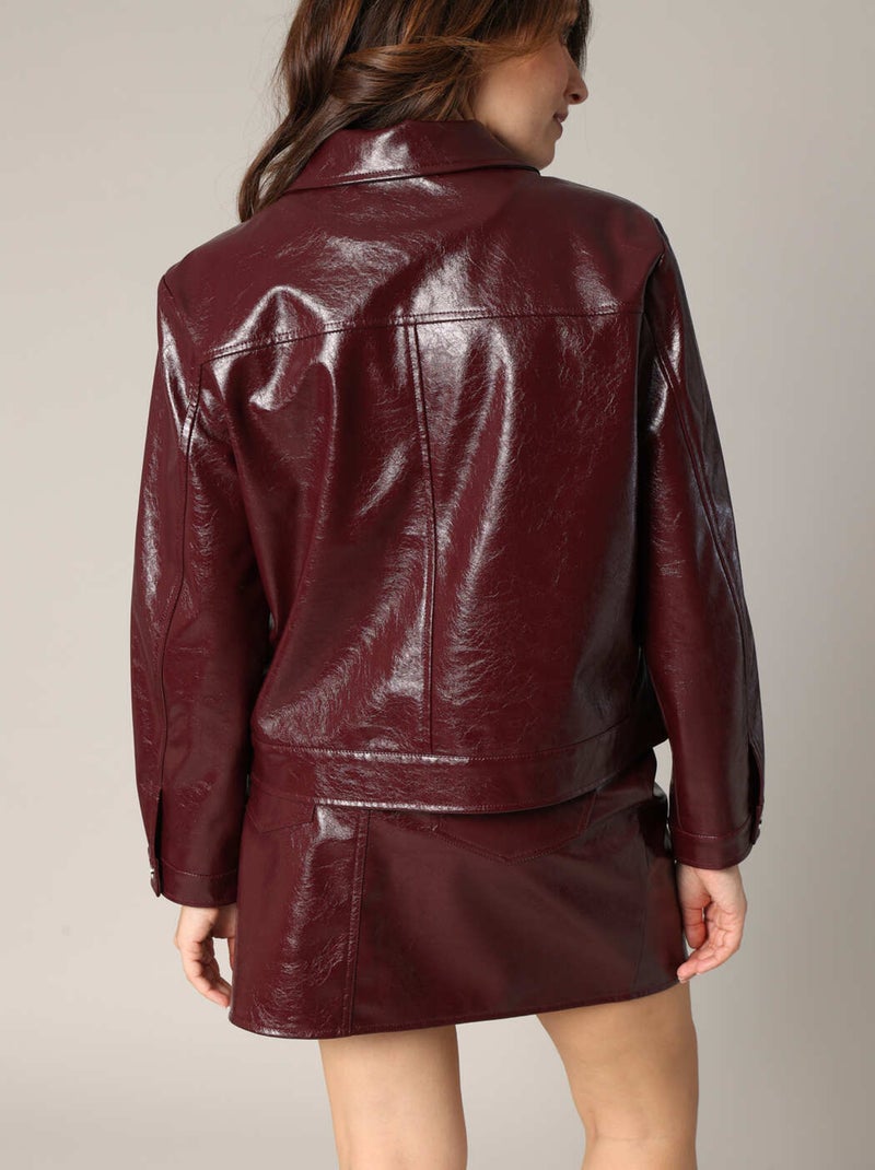 Veste en similicuir brillant avec poches poitrine à rabat 'Deeluxe' Violet - Kiabi