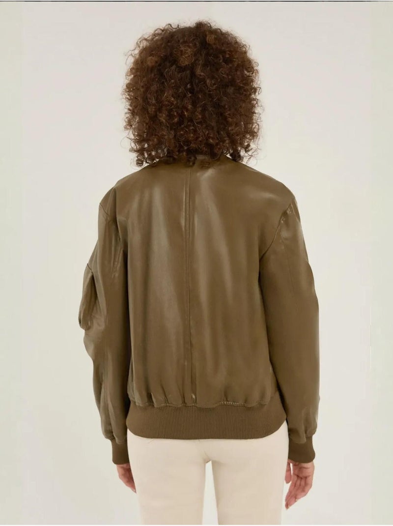 Veste en similicuir coupe décontractée Vert - Kiabi