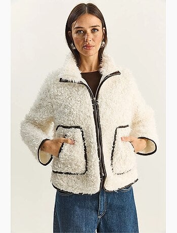 Veste en similicuir épais avec fermeture éclair lucci