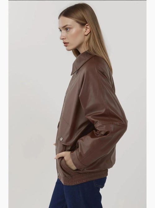Veste en similicuir surdimensionnée avec poches hiccup - Kiabi Veste en similicuir surdimensionnée avec poches hiccup - Kiabi