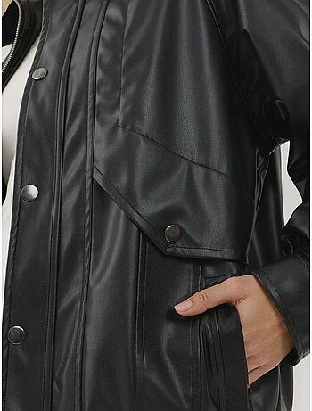 Veste en similicuir surdimensionnée avec poches