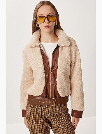 Veste en similicuir texturé avec fermeture éclair istanbul