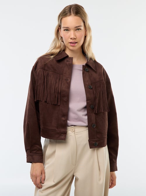 Veste en suédine avec franges coupe courte - Kiabi