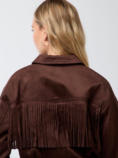 Veste en suédine avec franges coupe courte - Kiabi