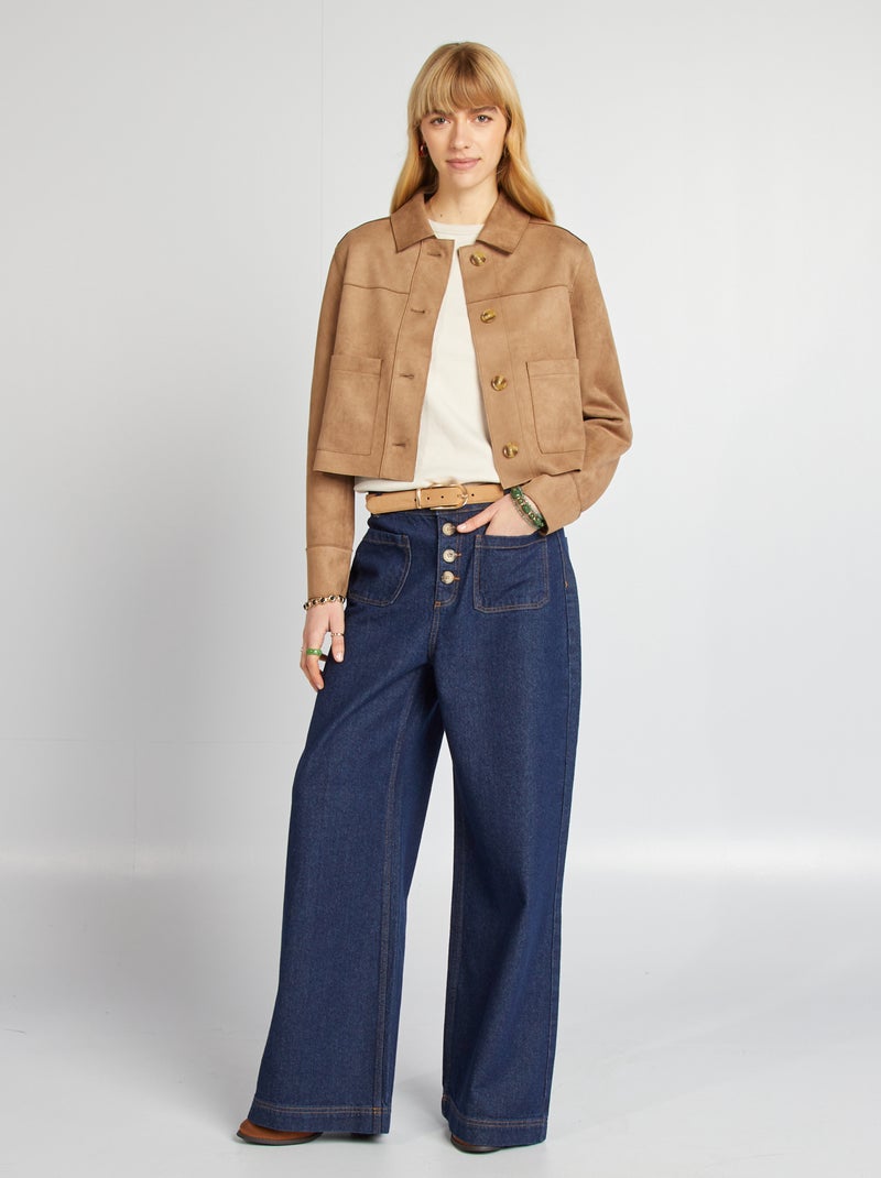 Veste en suédine avec poches Beige - Kiabi