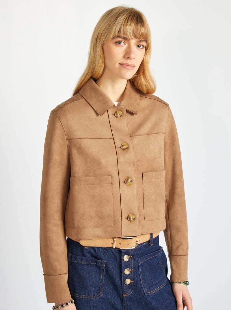 Veste en suédine avec poches Beige - Kiabi