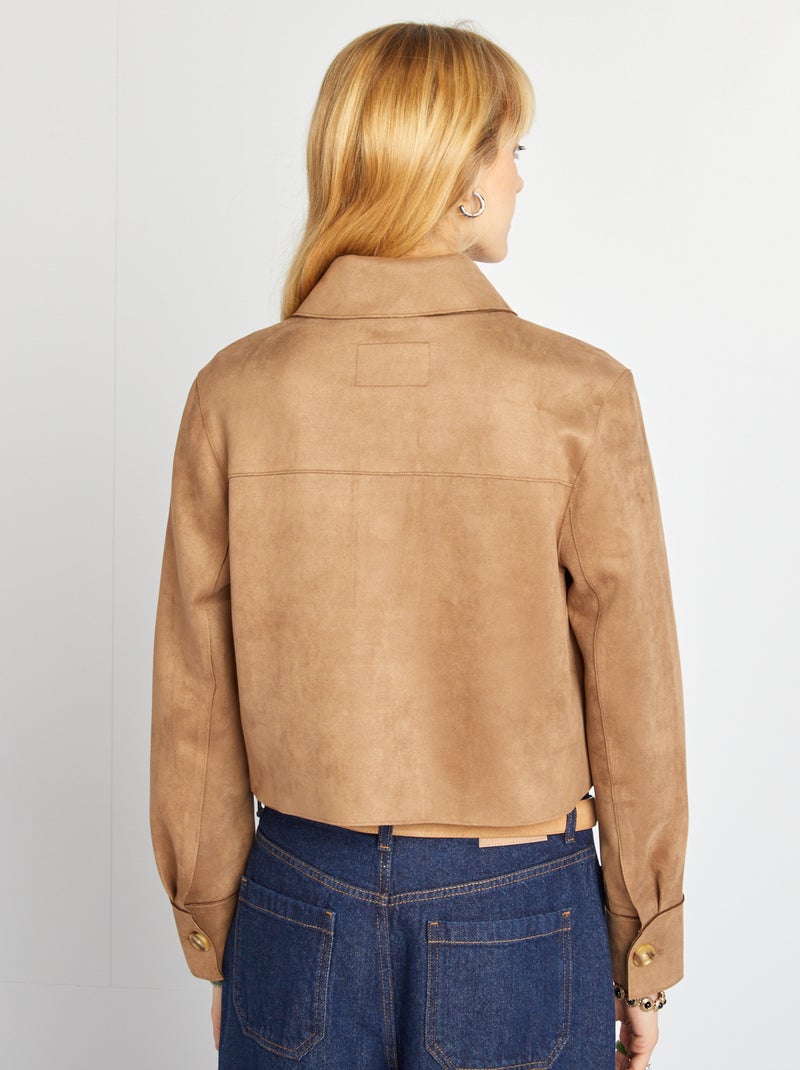 Veste en suédine avec poches Beige - Kiabi