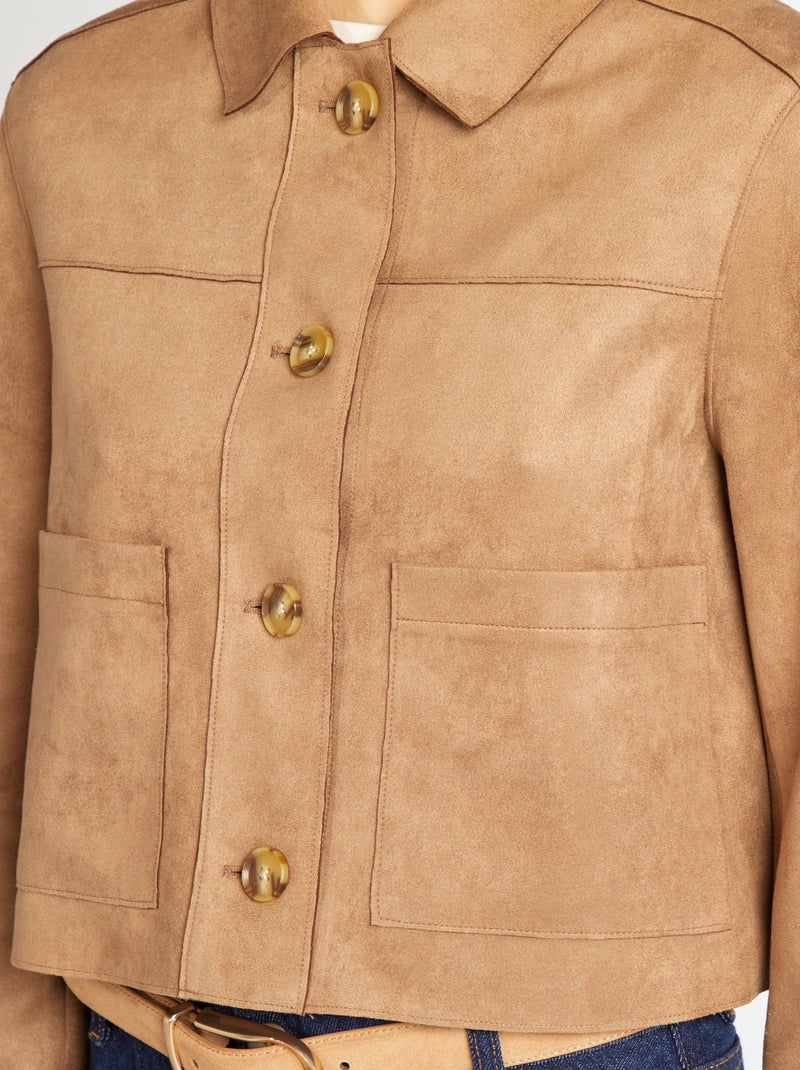 Veste en suédine avec poches Beige - Kiabi