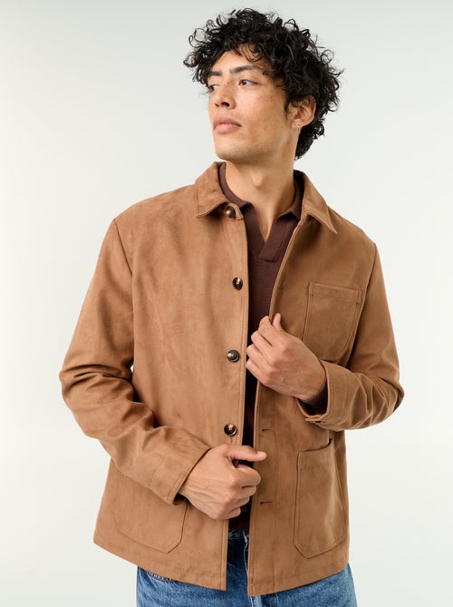 Veste en suédine boutonnée avec poches plaquées - Kiabi Veste en suédine boutonnée avec poches plaquées - Kiabi