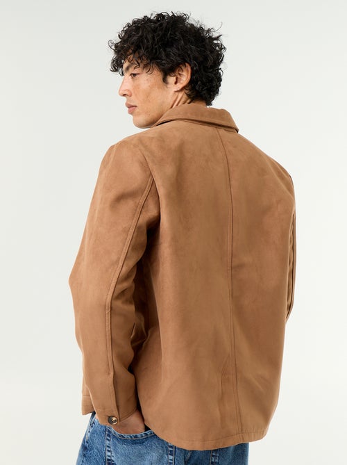 Veste en suédine boutonnée avec poches plaquées - Kiabi Veste en suédine boutonnée avec poches plaquées - Kiabi