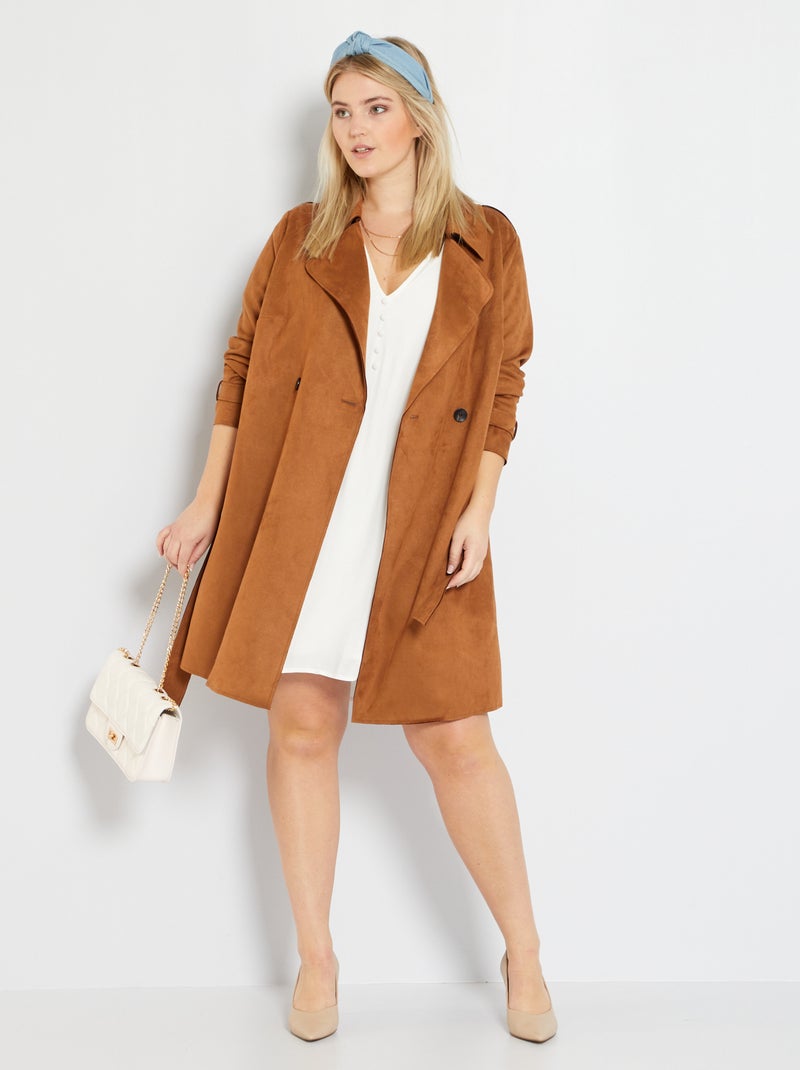 Veste en suédine camel - Kiabi