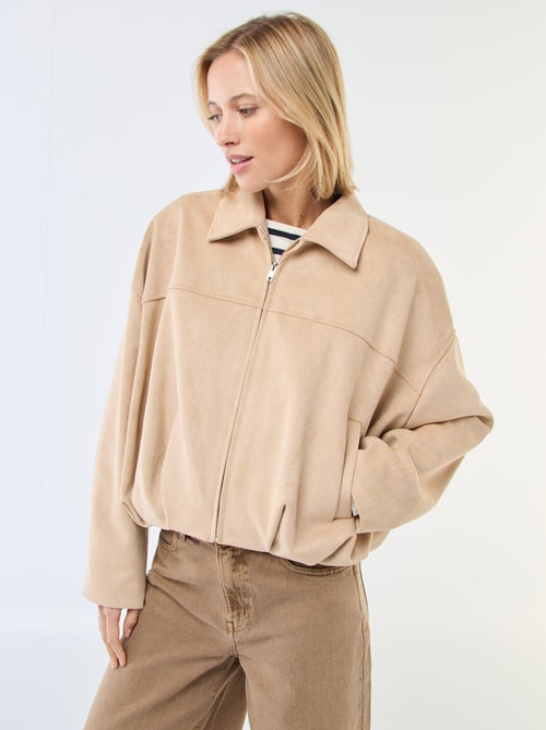 Veste en suédine unie - Kiabi