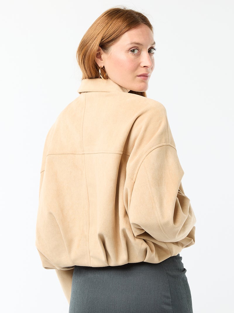 Veste en suédine unie Beige - Kiabi