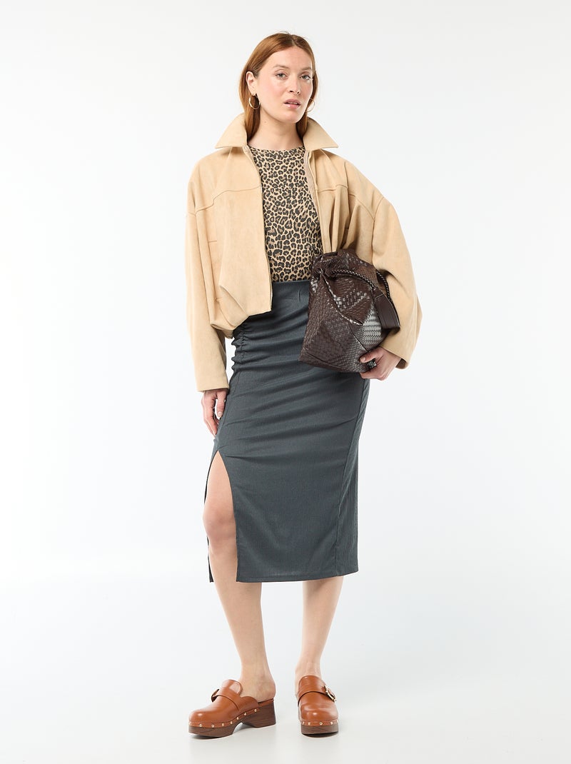 Veste en suédine unie Beige - Kiabi