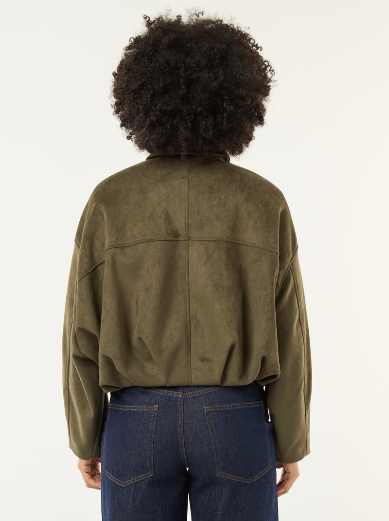 Veste en suédine unie Vert - Kiabi