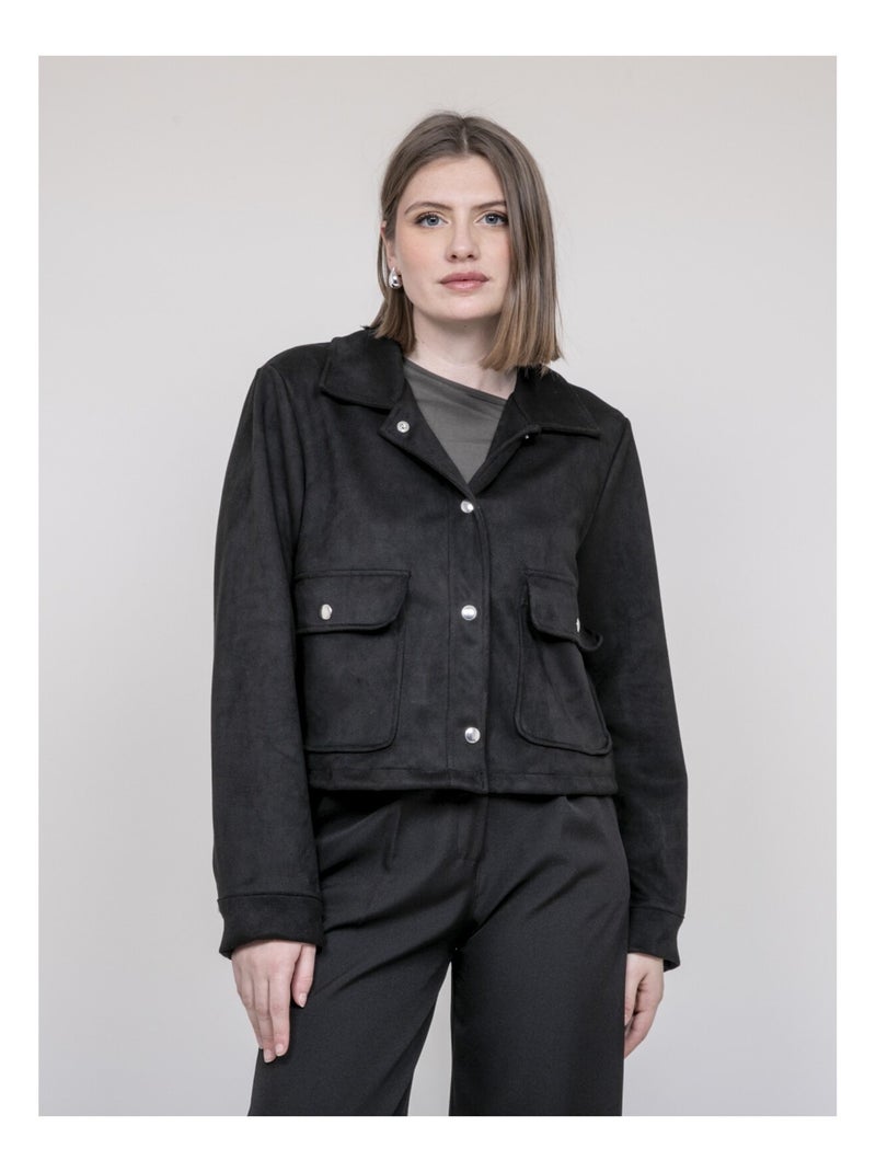 Veste en suedine UPERLA Noir - Kiabi