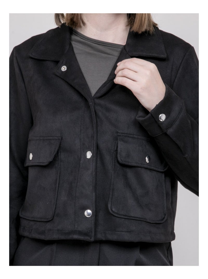 Veste en suedine UPERLA Noir - Kiabi