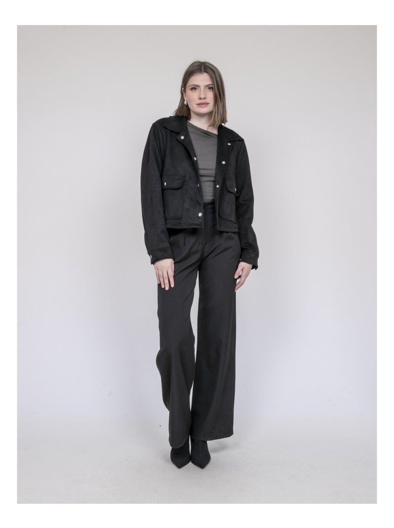 Veste en suedine UPERLA Noir - Kiabi