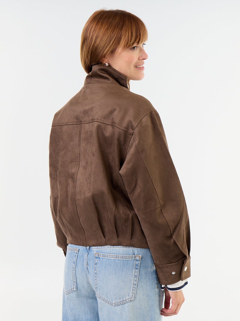 Veste en suédine zippée Marron - Kiabi