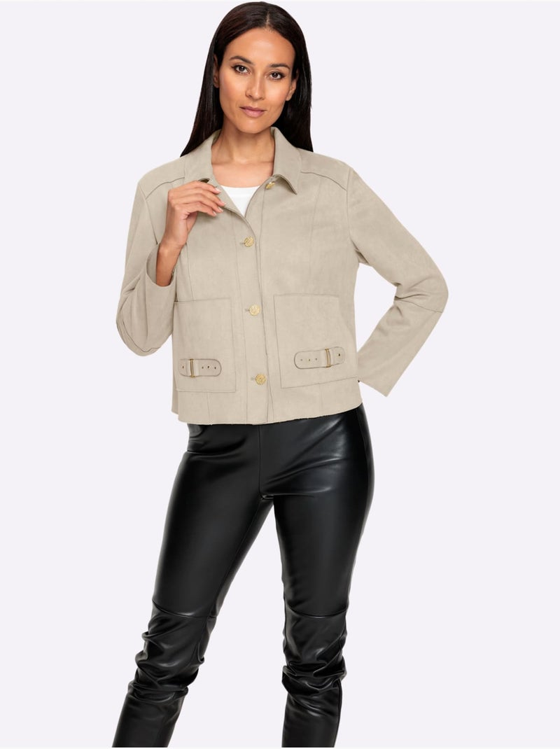 Veste en synthétique bords ouverts modernes - taille standard - helline Ivoire - Kiabi