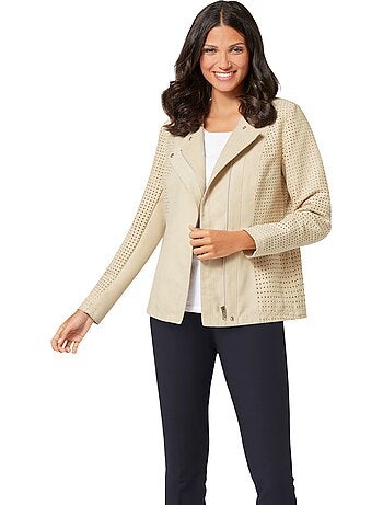 Veste En Synthétique Imitation Velours Douce Découpée Au Laser - Taille Standard - Moda Vilona