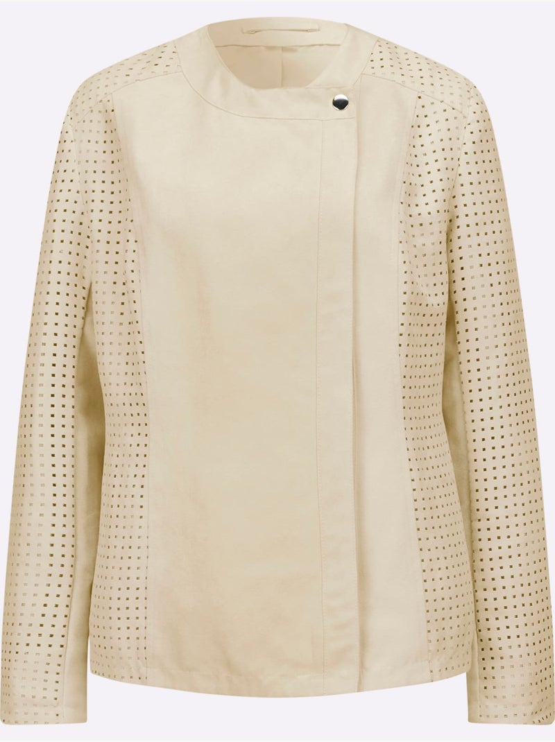 Veste En Synthétique Imitation Velours Douce Découpée Au Laser - Taille Standard - Moda Vilona Sable - Kiabi