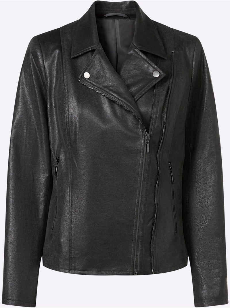 Veste En Synthétique Style Motard Tendance - Taille Standard - Helline Gris - Kiabi