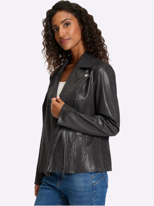 Veste En Synthétique Style Motard Tendance - Taille Standard - Helline - Kiabi Veste En Synthétique Style Motard Tendance - Taille Standard - Helline - Kiabi