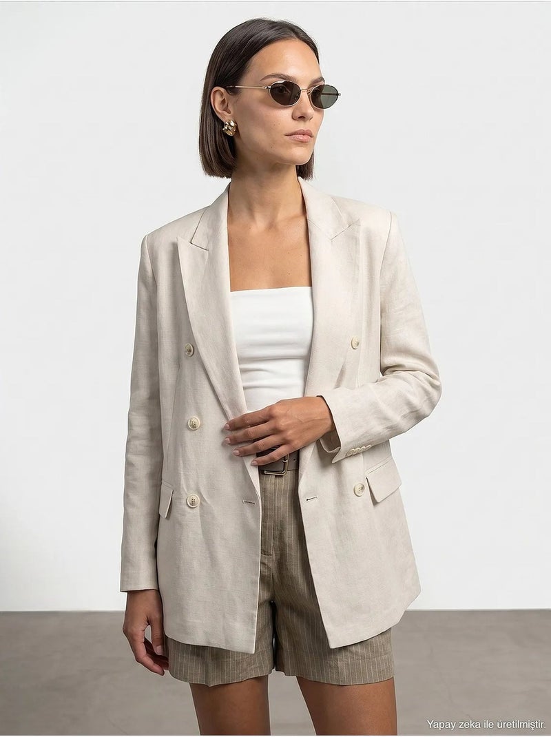 Veste en tencel, coton et lin dilvin Beige argile - Kiabi