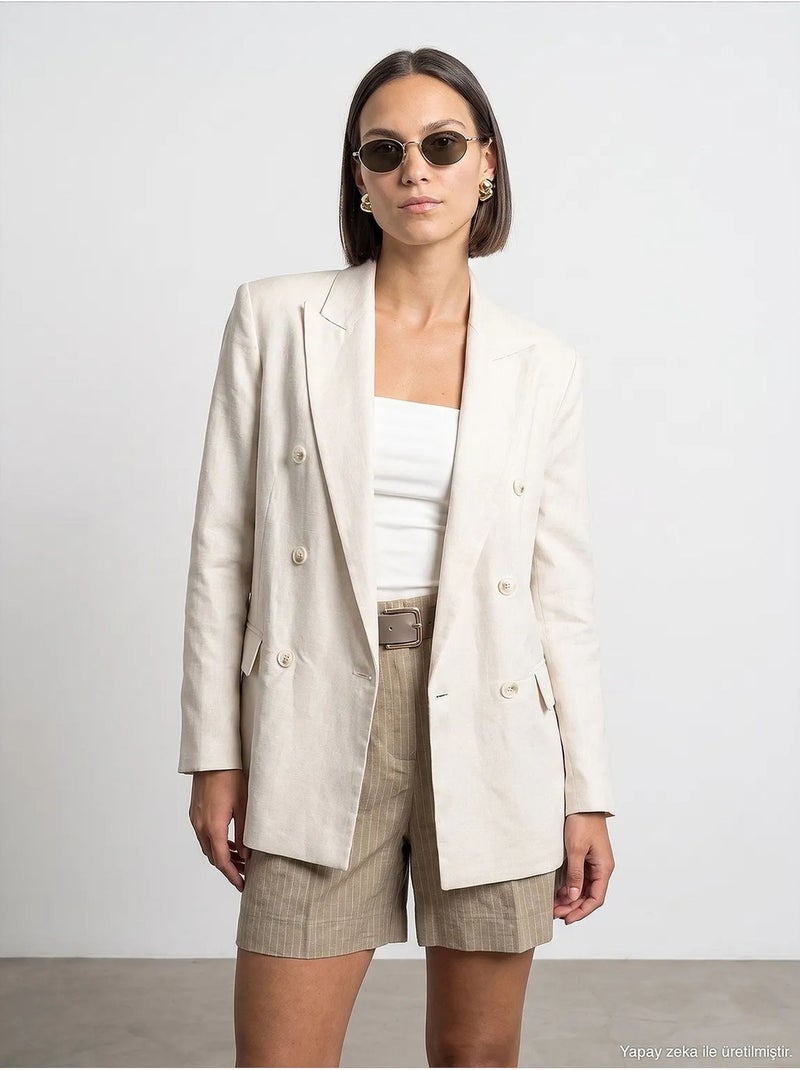 Veste en tencel, coton et lin dilvin Beige argile - Kiabi