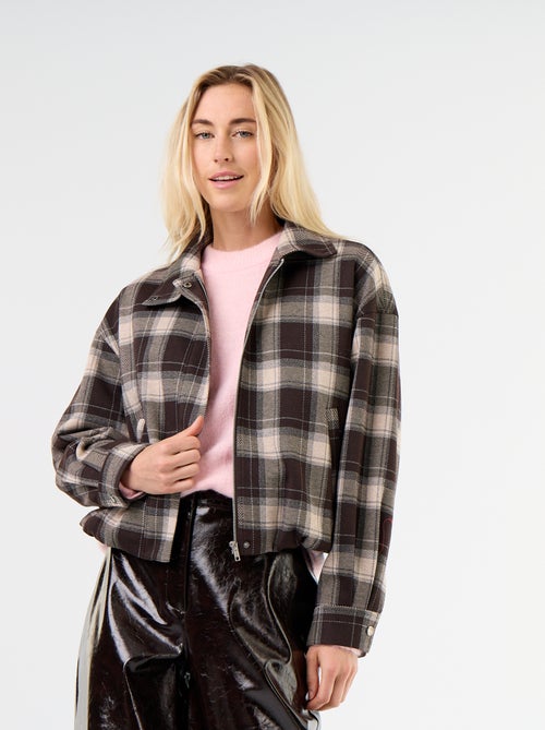 Veste en textile à carreaux - Kiabi