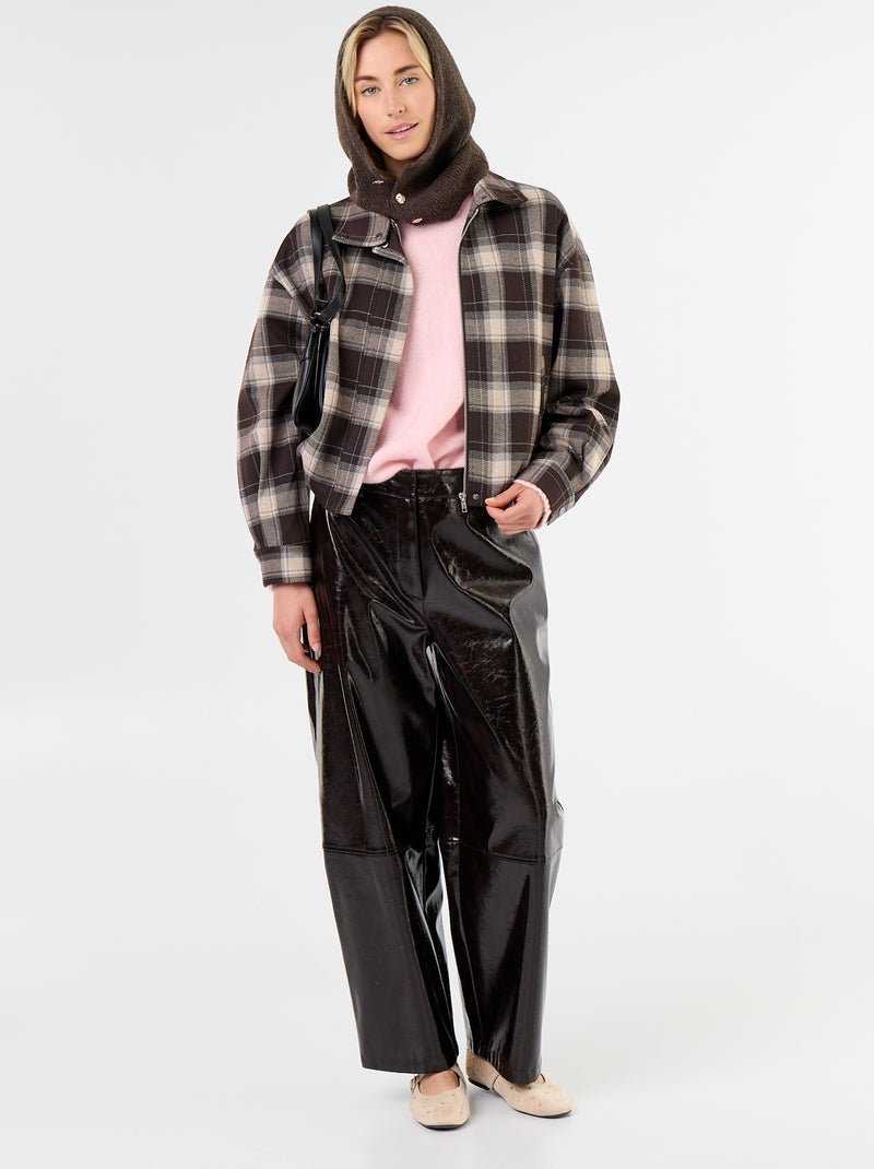 Veste en textile à carreaux Marron - Kiabi